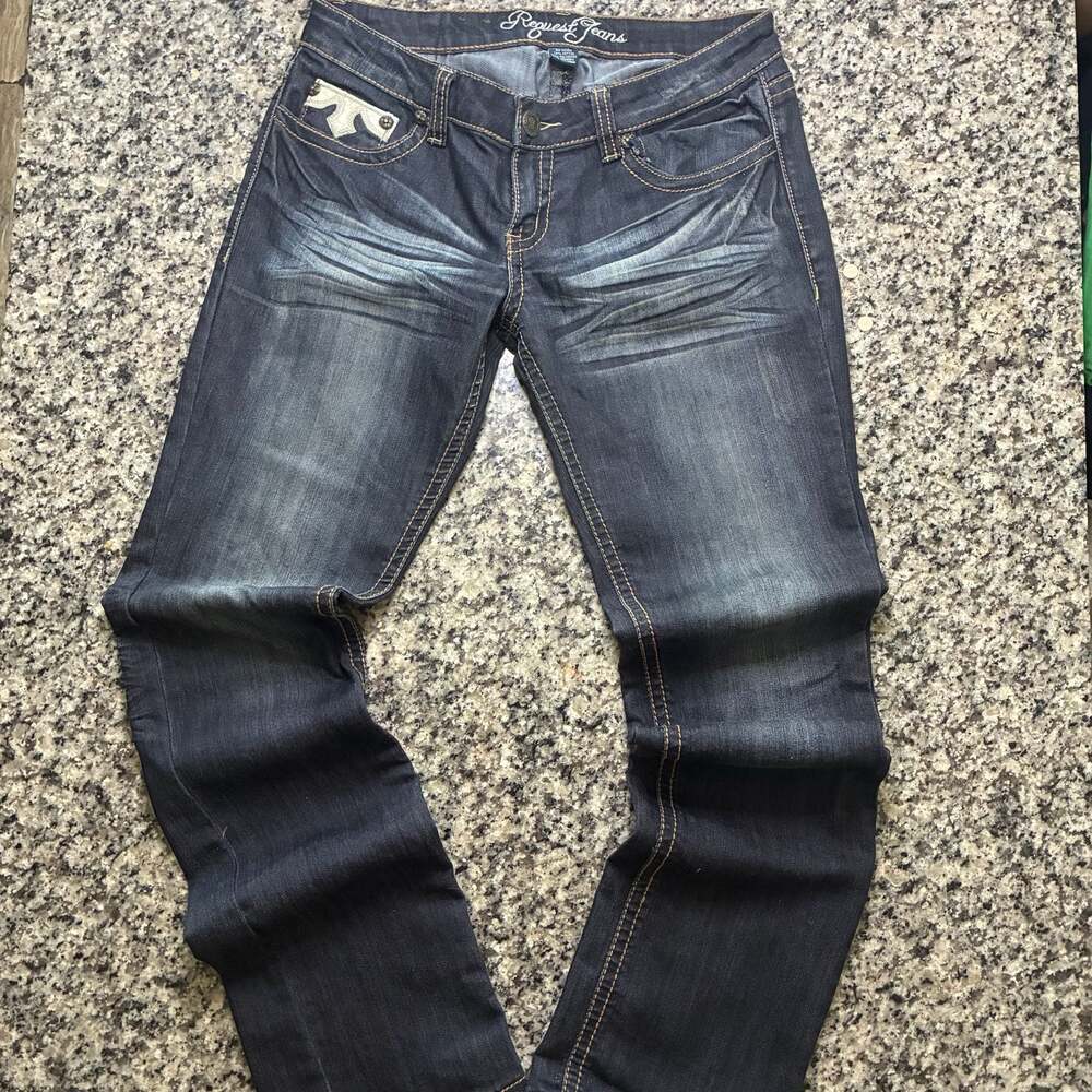 Y2K Request Jeans Women's Skinny Jeans Faux Leather Pocket Size 11/30